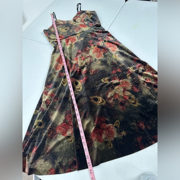 Mystree Velvet Earthy Surplice Spaghetti Strap Dress Victorian Dark Romance - Picture 10 of 14